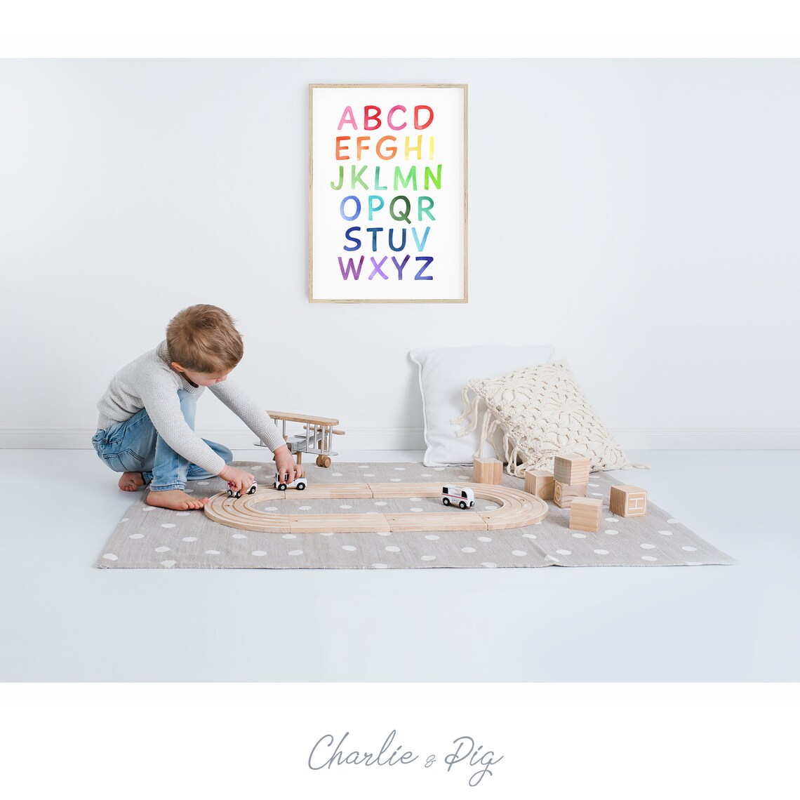 Rainbow Alphabet Watercolor Poster, Playroom Decor - Image 3