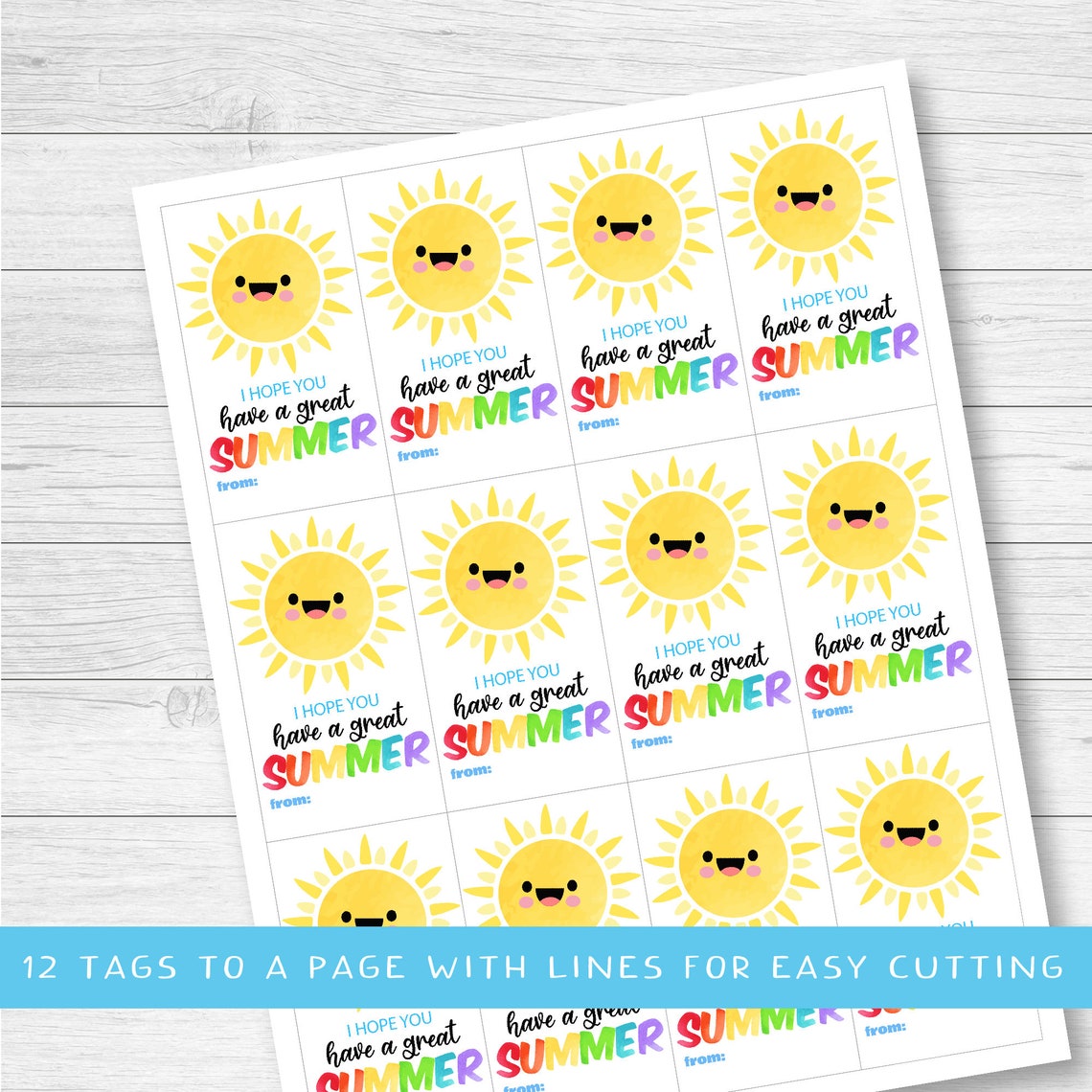 Smiling Sun Have A Great Summer Gift Tags End Of School Class Print - Image 2