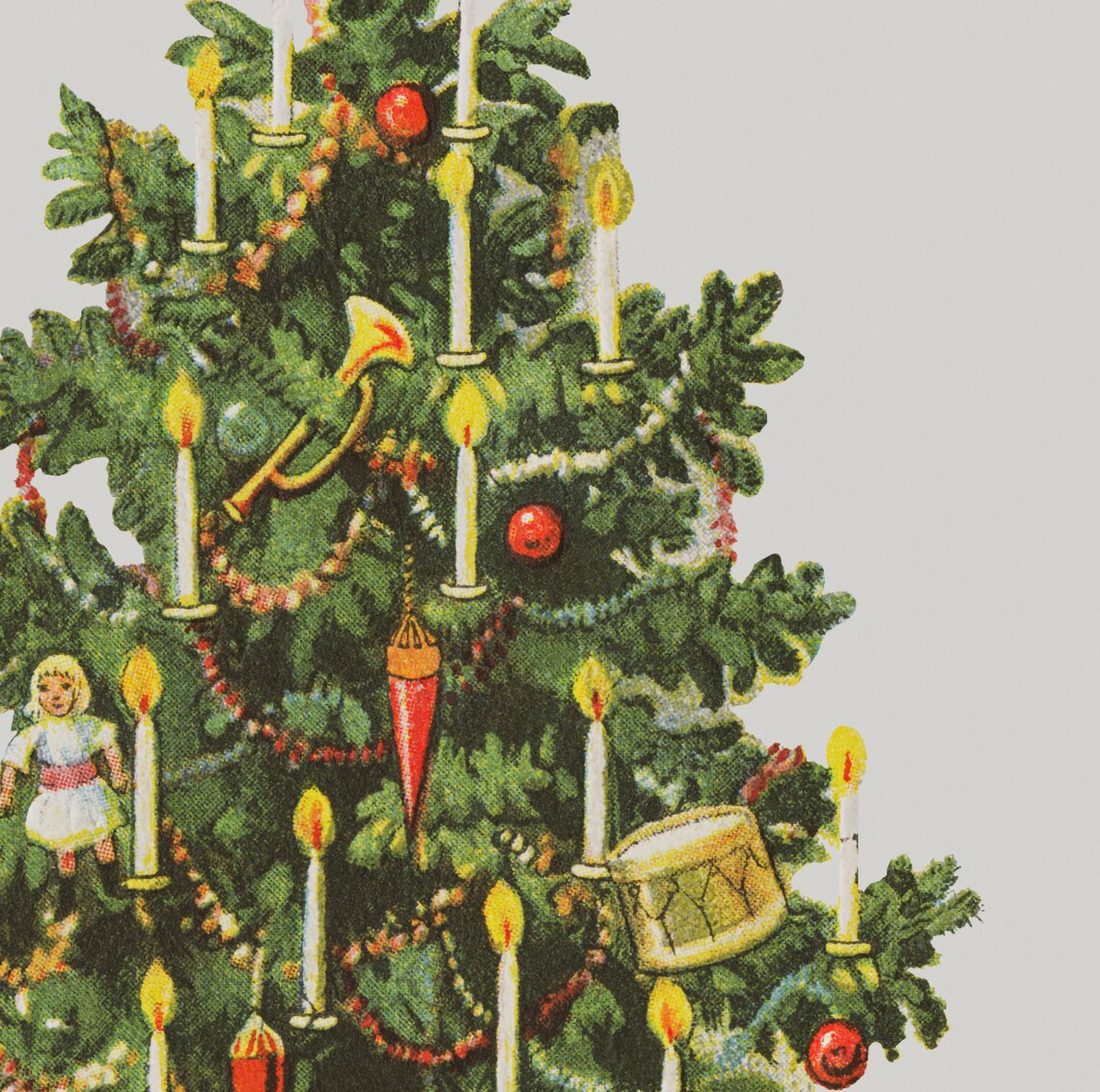 Antique Christmas Tree Painting With Candles And Vintage Ornaments Poster - Image 4