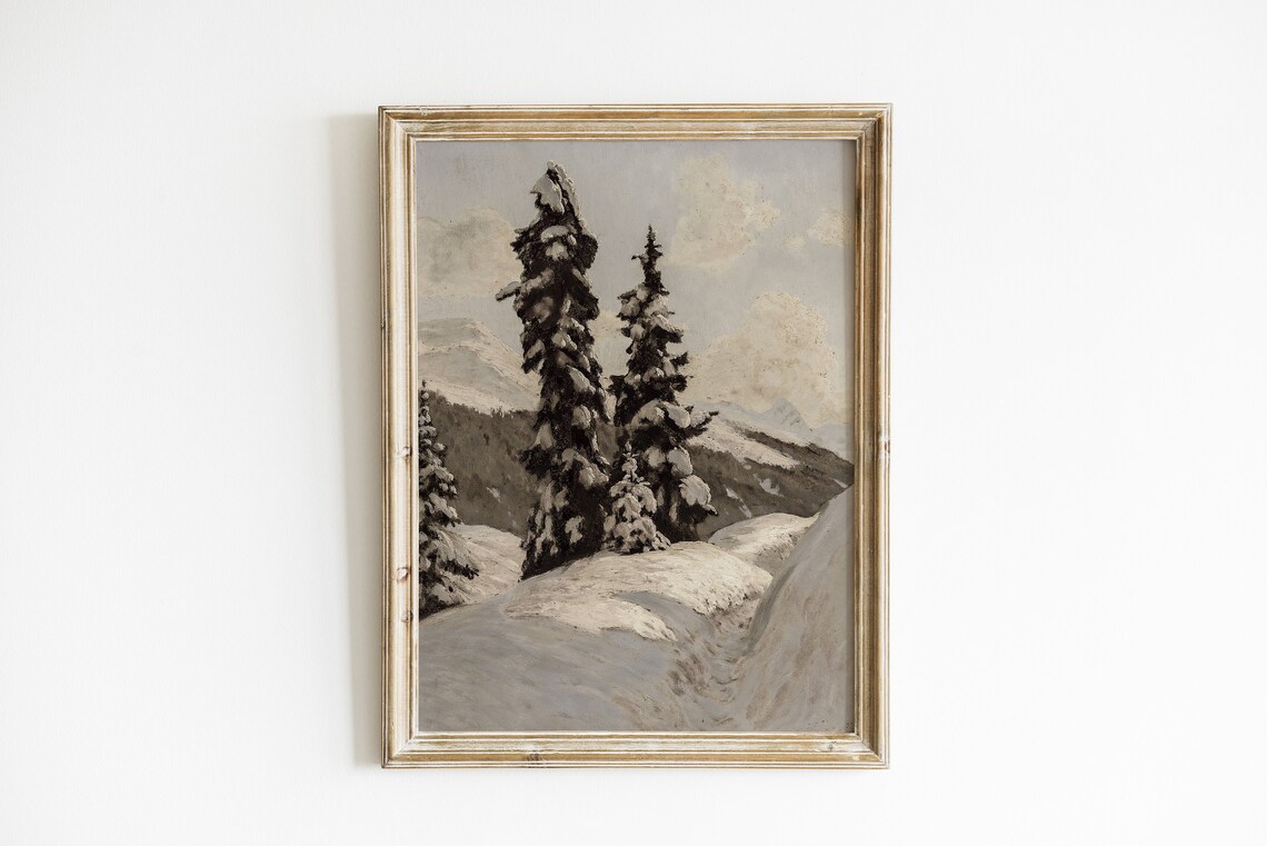 Christmas Vintage Poster, Holiday Winter Wall Art