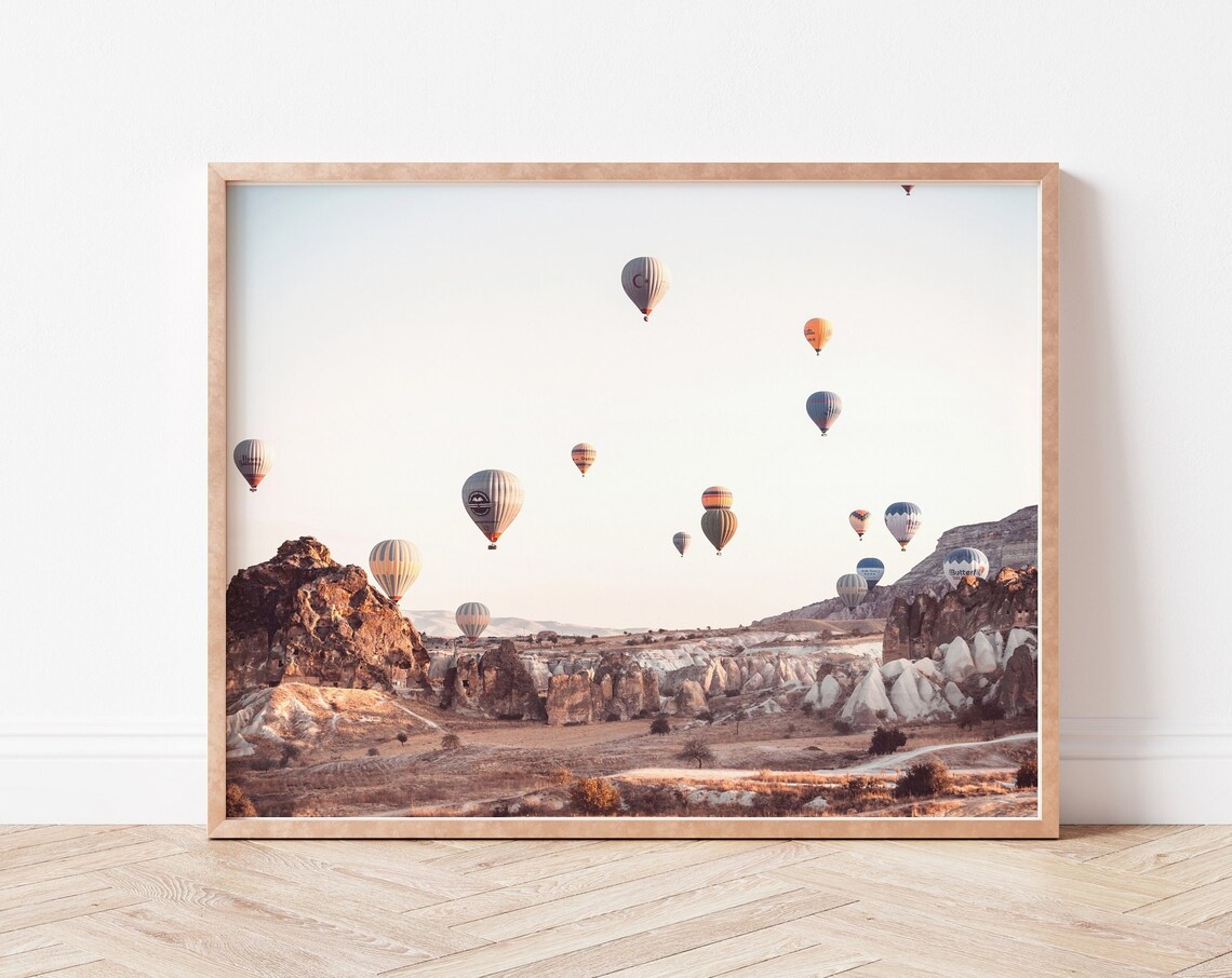 Hot Air Balloons, Cappadocia Neutral Landscape Art Print
