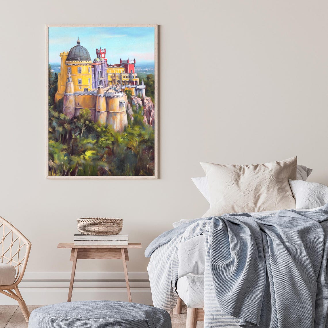 Palace Of Pena Portugal Oil Painting Landmark Landscape Wall Art Print Poster Scenic Travel Decor For Home - Image 2