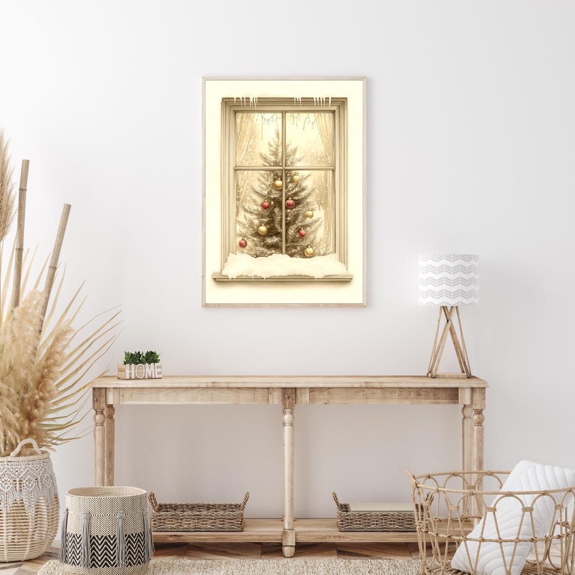 Christmas Tree Through Frosty Window Snowy Holiday Art Poster - Image 4