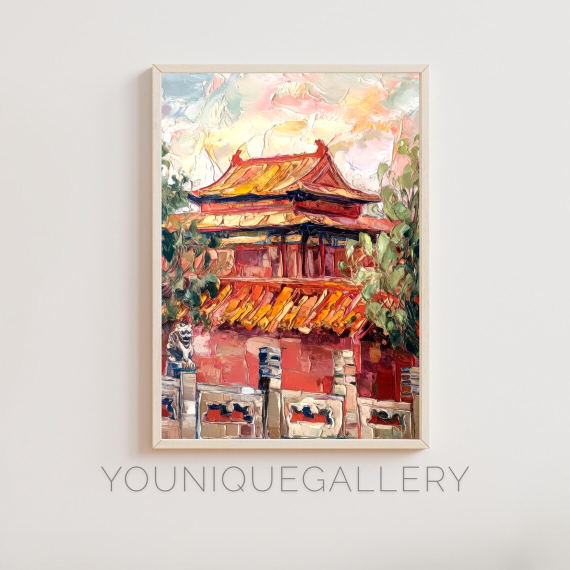 Forbidden City Beijing Imperial Palace Gate Oil Painting Poster