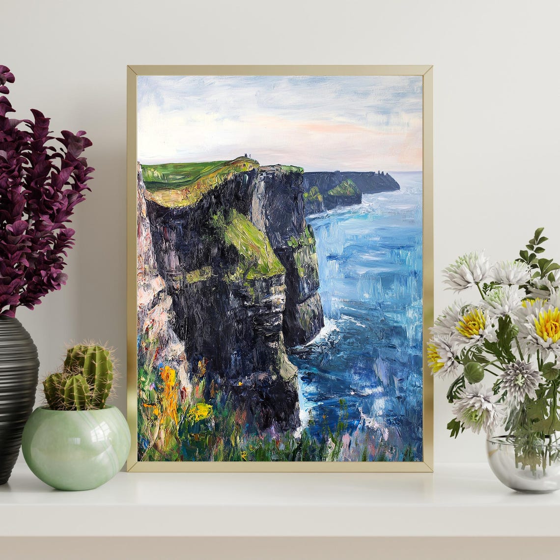 Cliffs Of Moher Ireland Scenic Coastal Cliffs Oil Painting Poster - Image 4
