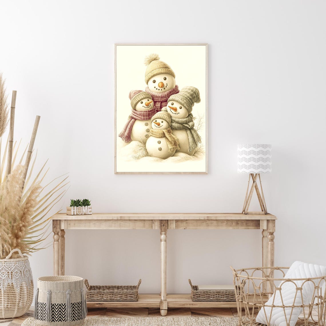 Snowman Family Four Cute Snowmen Winter Holiday Scene Poster - Image 3