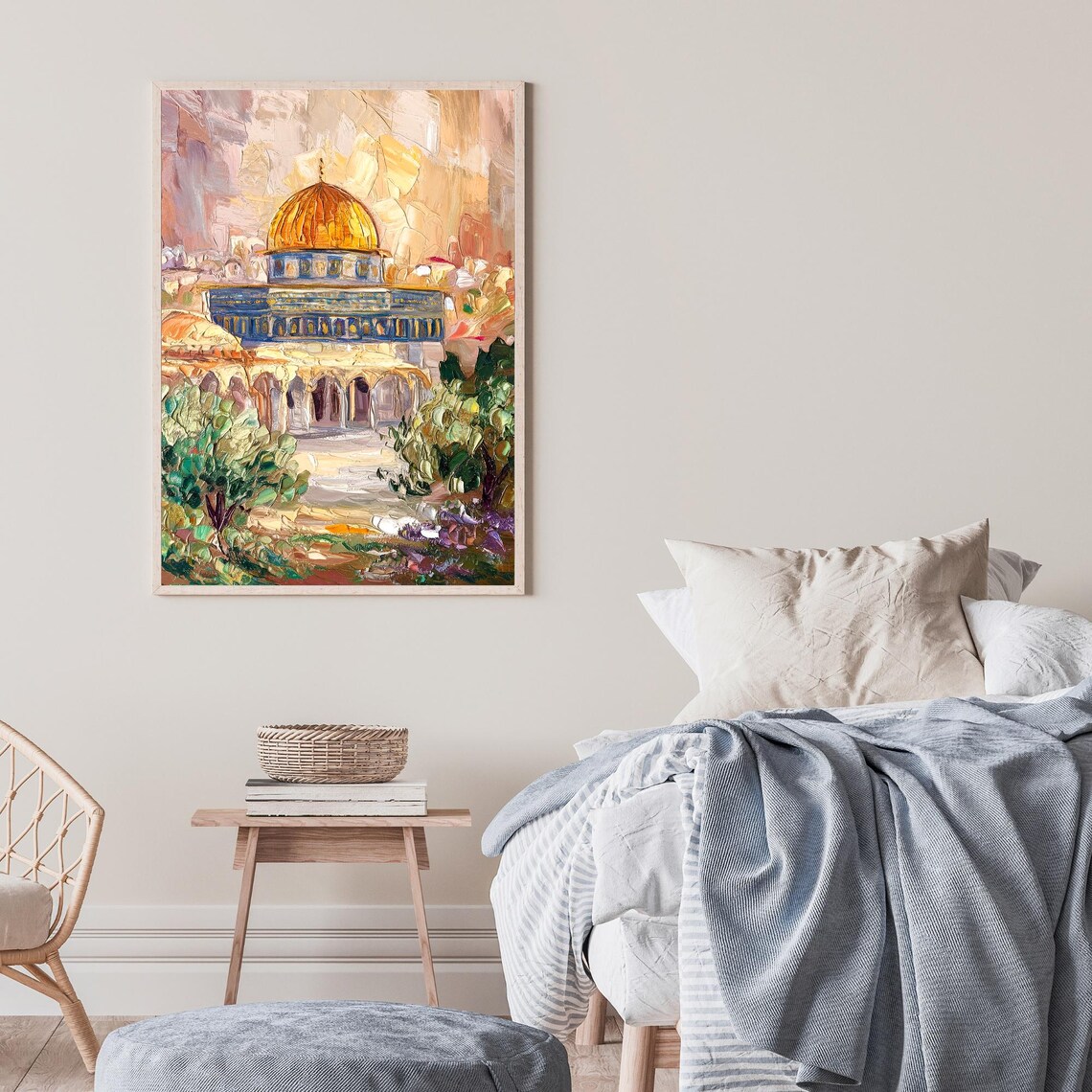 Jerusalem Temple Mount Golden Dome Old City Oil Painting Poster - Image 2