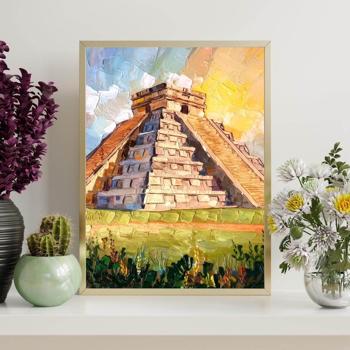 Chichen Itza El Castillo Mayan Pyramid Mexico Golden Sunset Poster - Image 4