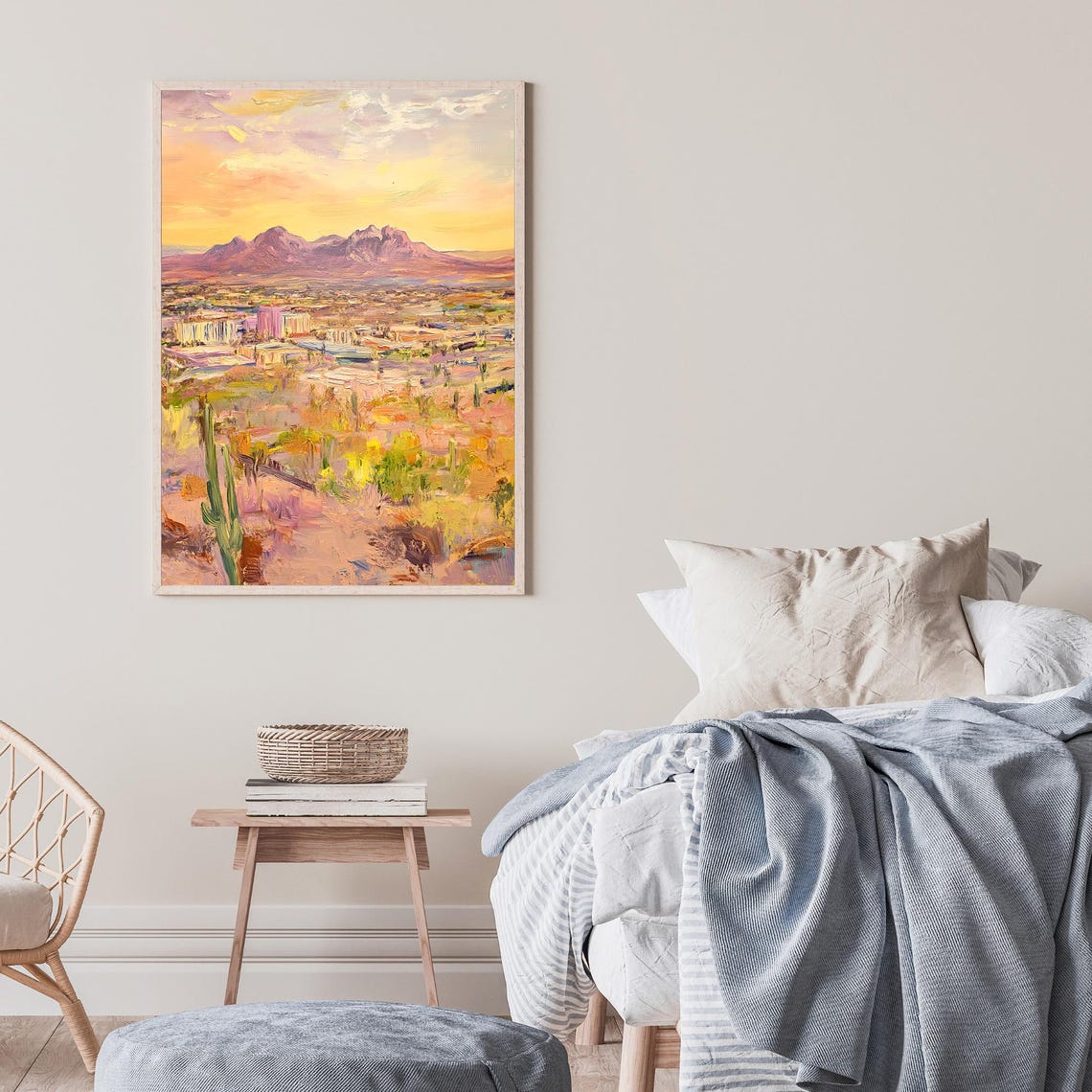 Mesa Arizona Desert Sunset Mountain Southwest Oil Painting Poster - Image 2