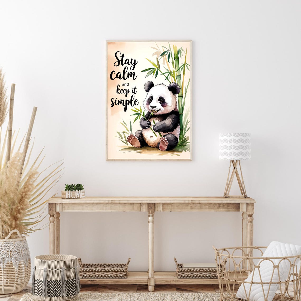 Stay Calm And Keep It Simple Panda Wall Art Motivational Quote With Adorable Panda Design Decor - Image 3