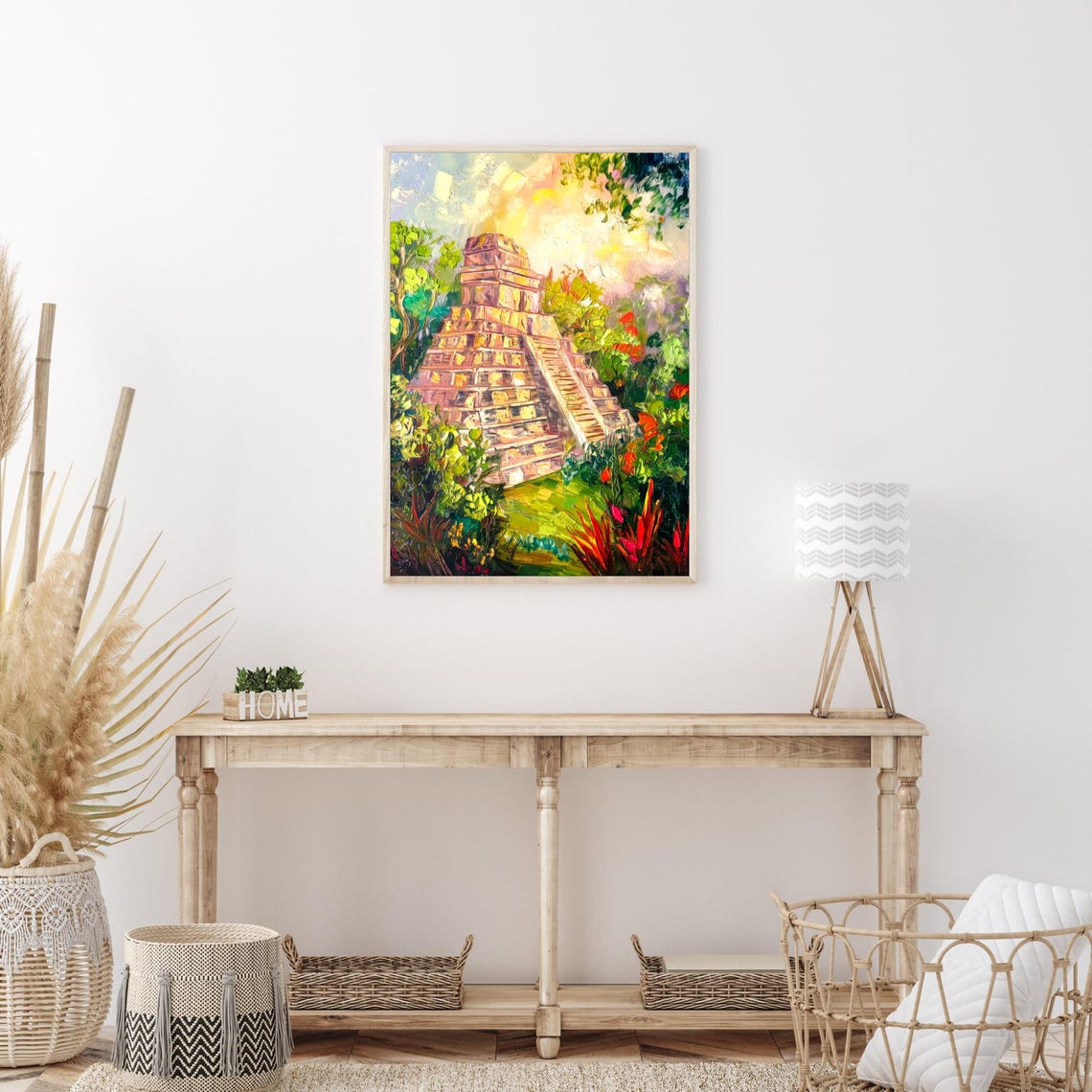 Palenque Oil Painting Mexico Pyramid Wall Art Poster Mexican Mayan Print For Home Decor - Image 3