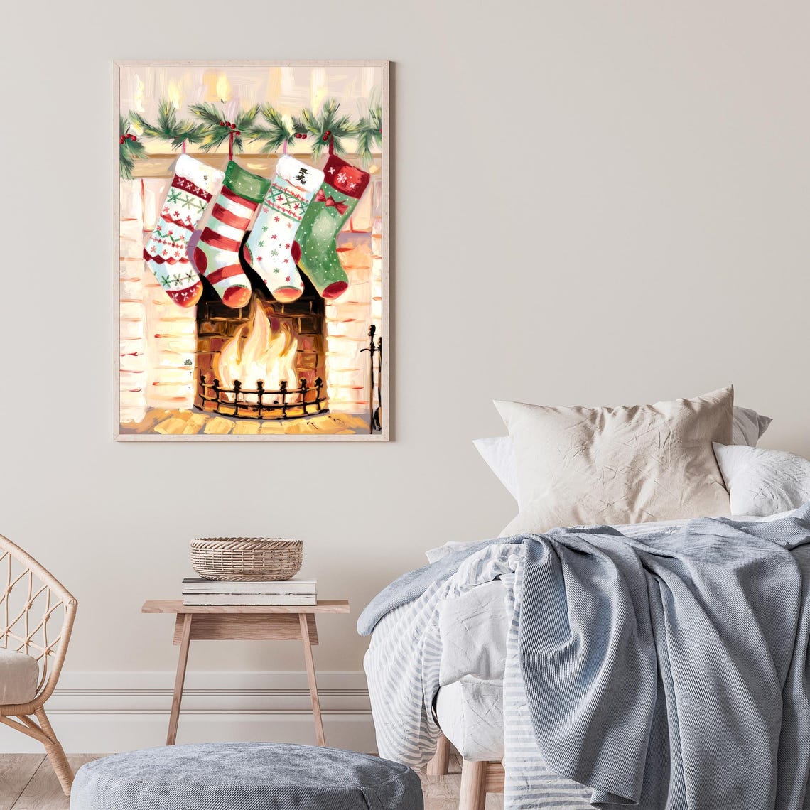 Christmas Stockings Hanging by a Warm Glowing Fireplace Poster - Image 3