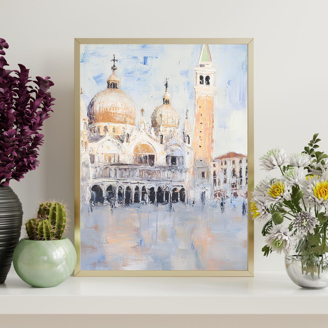 St Marks Basilica Venice Cathedral Domes Campanile Oil Painting Poster - Image 4