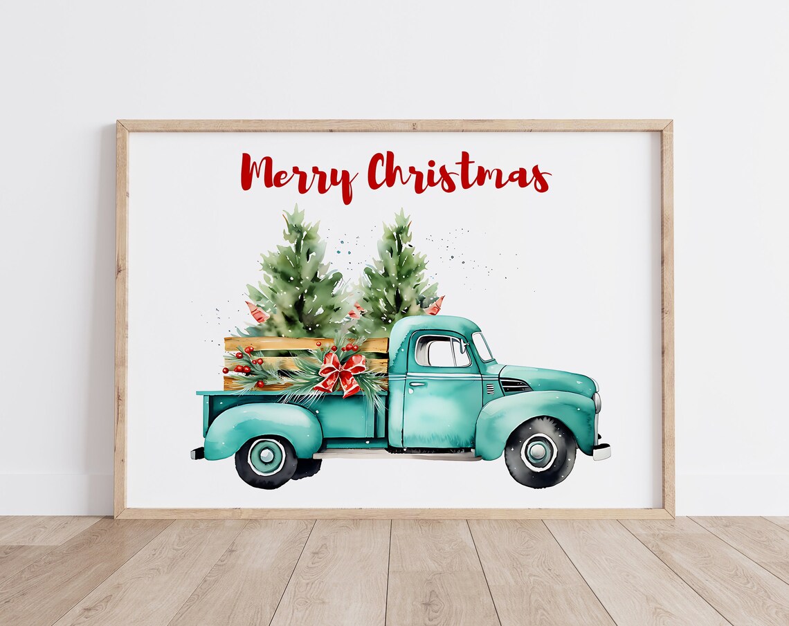 Merry Christmas Farmhouse Holiday Art Print