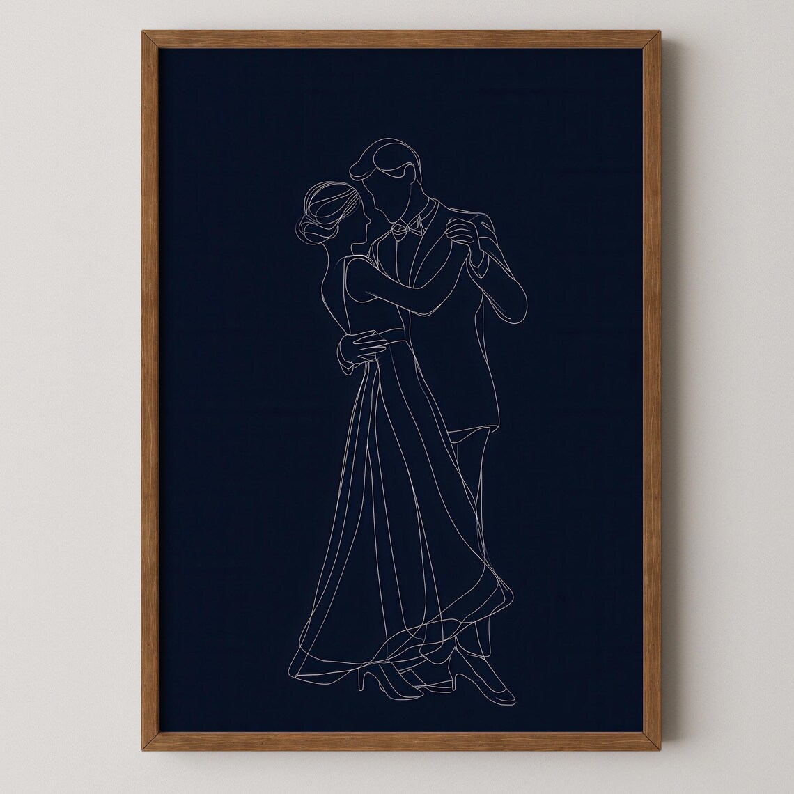 Dancing Couple Continuous Line Art Minimalist Wedding Dance Print