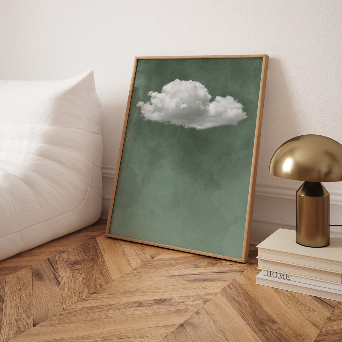 Sage Green Sky Cloud Minimalist Abstract Art Print - Image 4