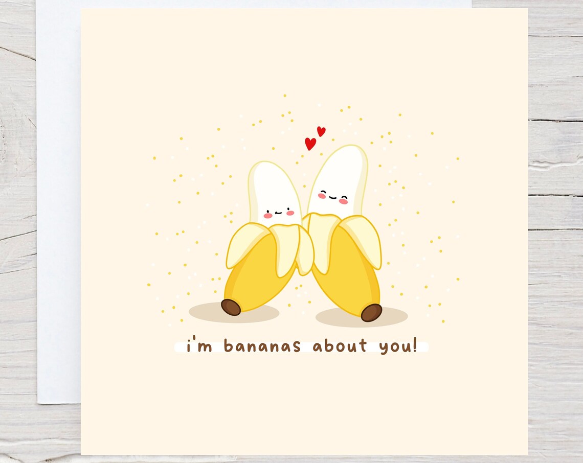 Im Bananas About You Cute Bananas Love Illustrated Card Print