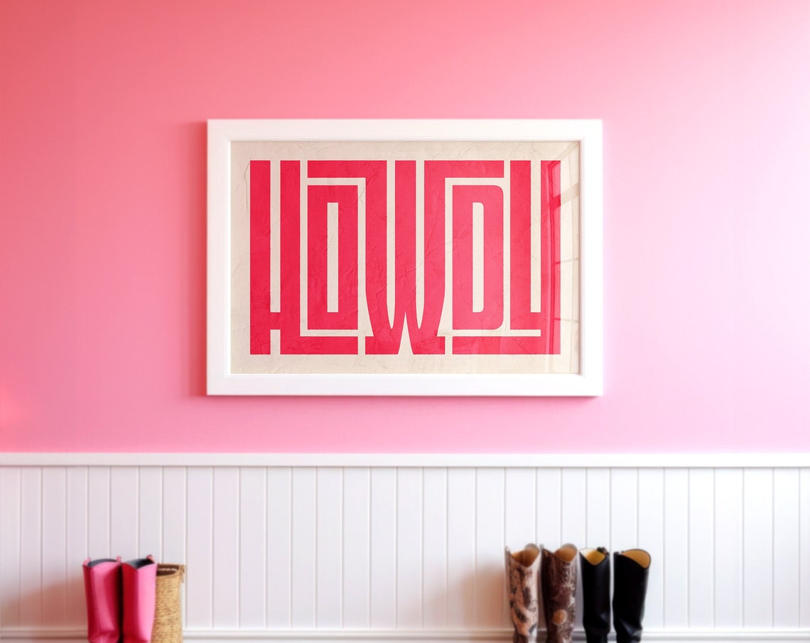 Hot Pink Howdy Western Typography Girly Cowgirl Style Poster - Image 3