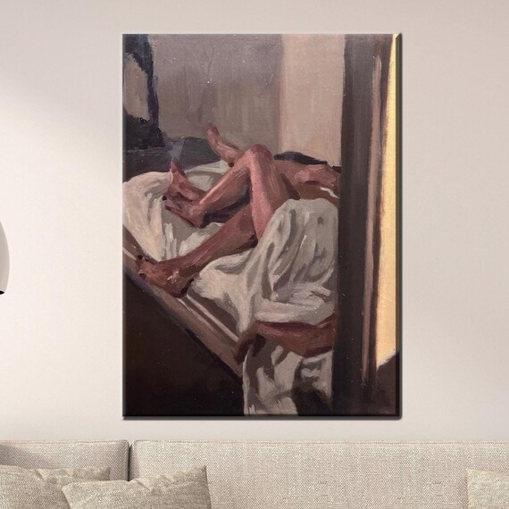 Embracing Kissing Couple Canvas Print Naked Art Nude Personalized Gift For Dad Large Wall