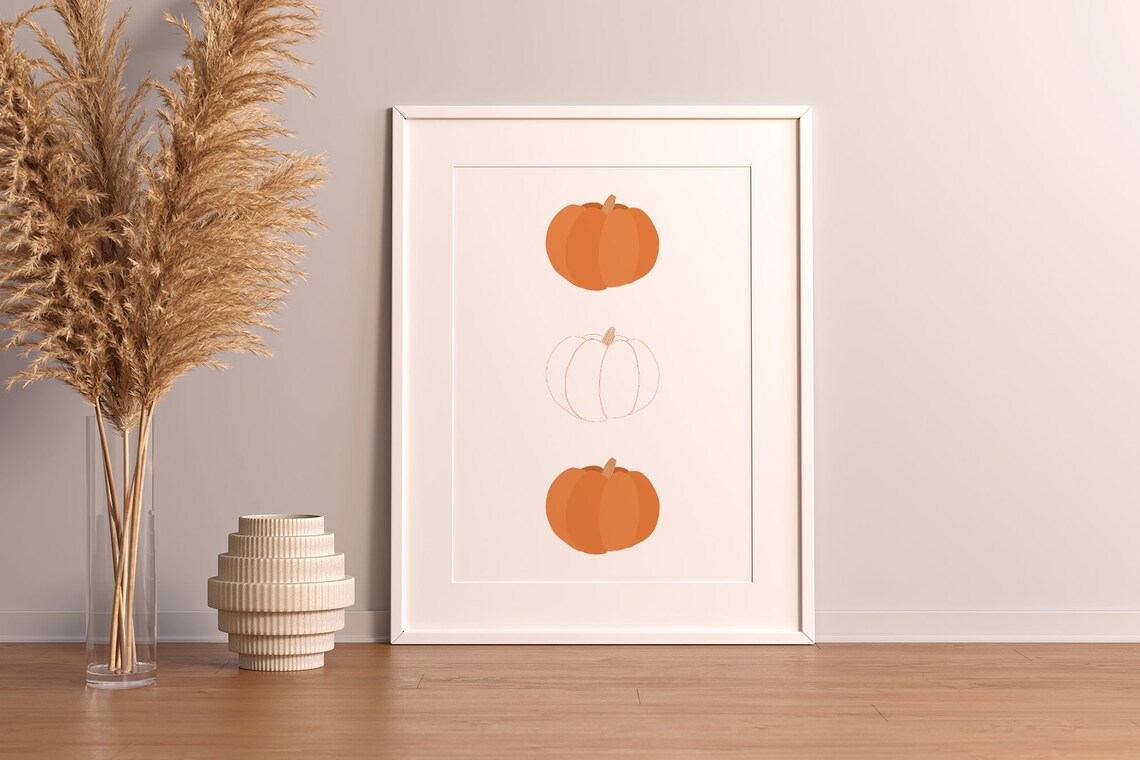 Pumpkin Fall Boho Home Decor, Modern Art Print
