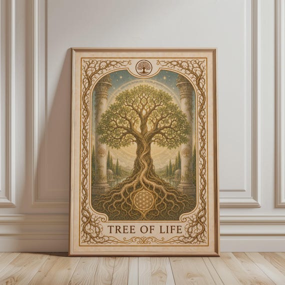 Tree Of Life Wall Art Spiritual Print Boho Nature Nouveau Mystic Botanical Sacred Poster For Celtic Home Decor