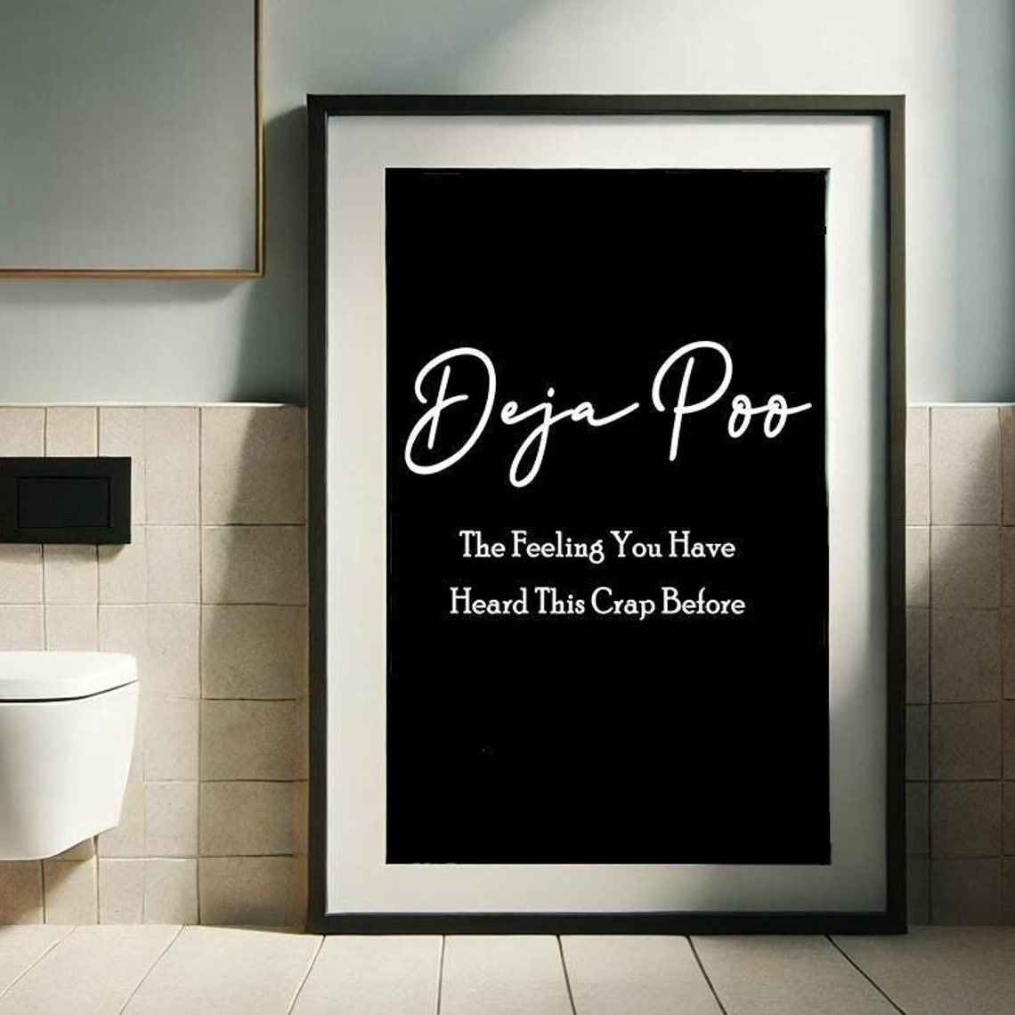 Deja Poo Funny Dictionary Definition Black And White Bathroom Poster - Image 3