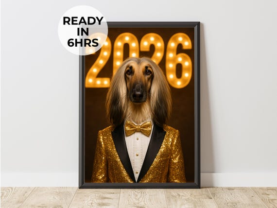 Custom Sequin Pet Portrait Gold Suit New Year Gift