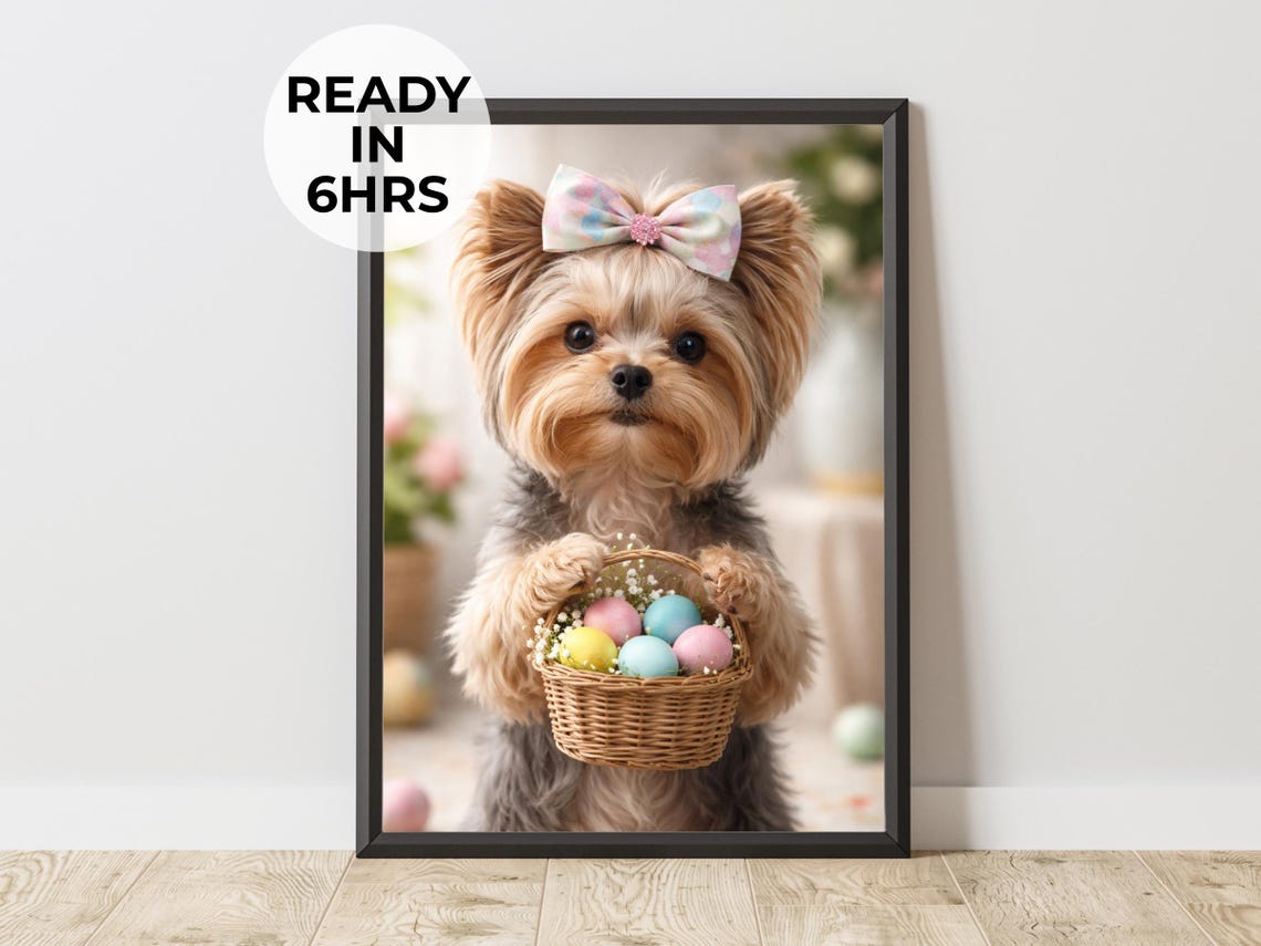Custom Easter Pet Portrait Holiday Dog Art Spring Gift
