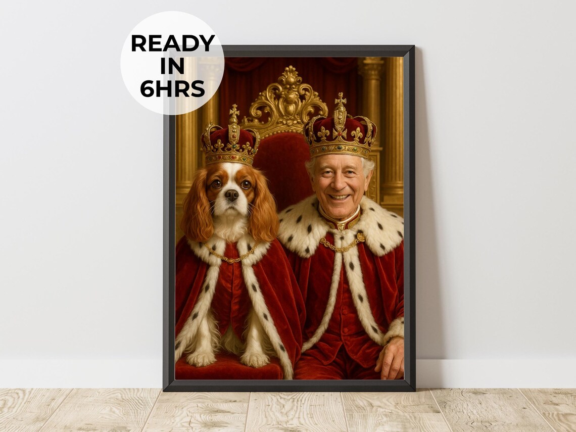 Custom Royal Duo Portrait, Regal Pet Art Print