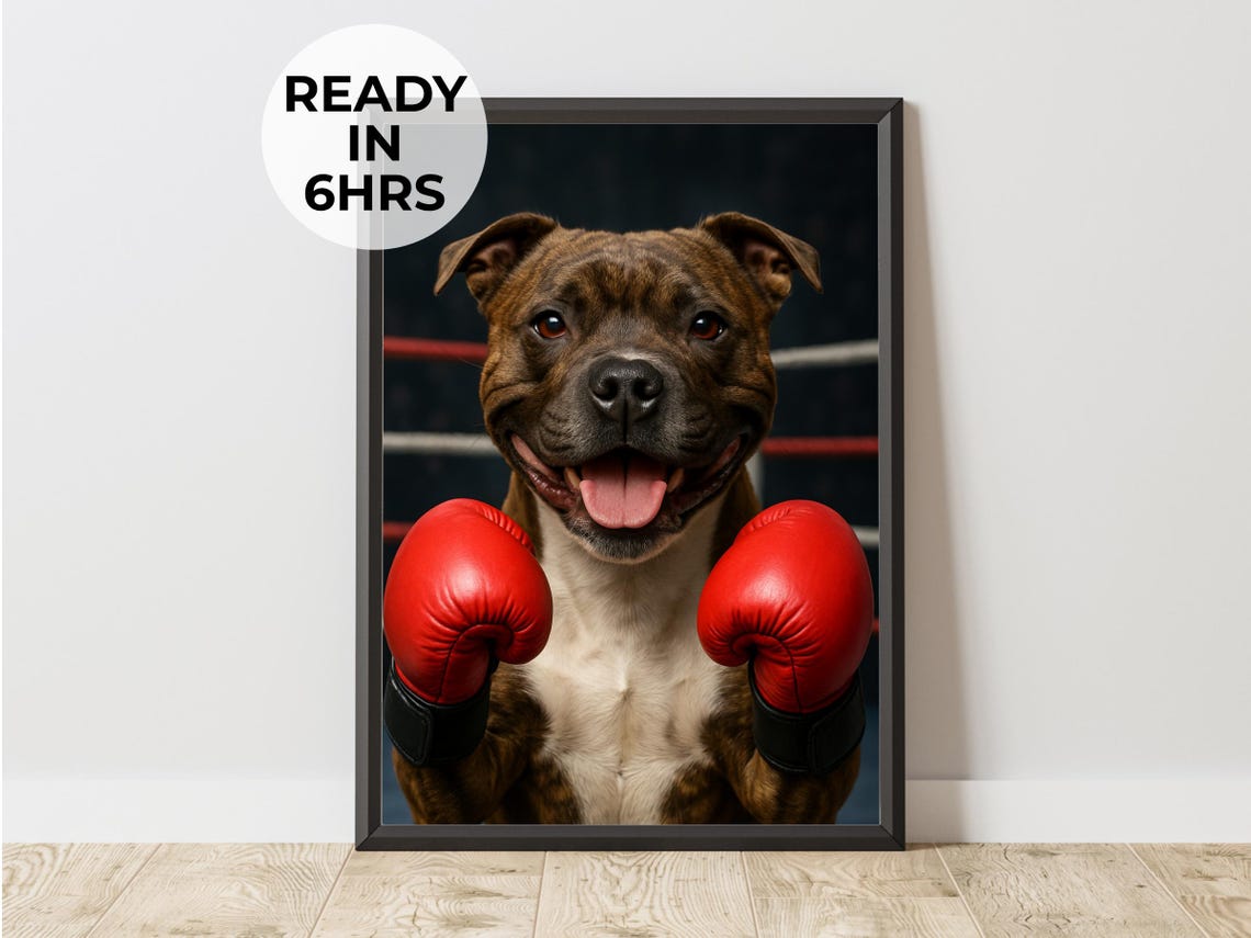 Custom Boxing Pet Portrait Funny Puncher Gift Ring Art