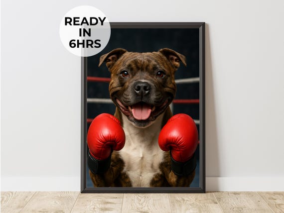 Custom Boxing Pet Portrait Funny Puncher Gift Ring Art