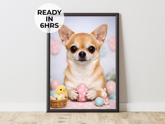 Custom Easter Pet Portrait, Holiday Animal Art