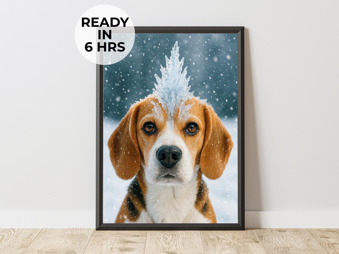 Winter Pet Portrait Mohawk Dog Art Print