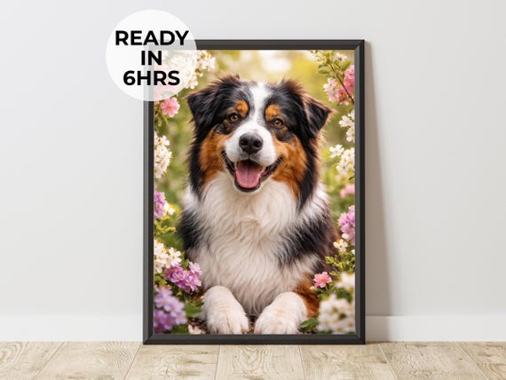Custom Easter Pet Portrait, Holiday Dog Art Print