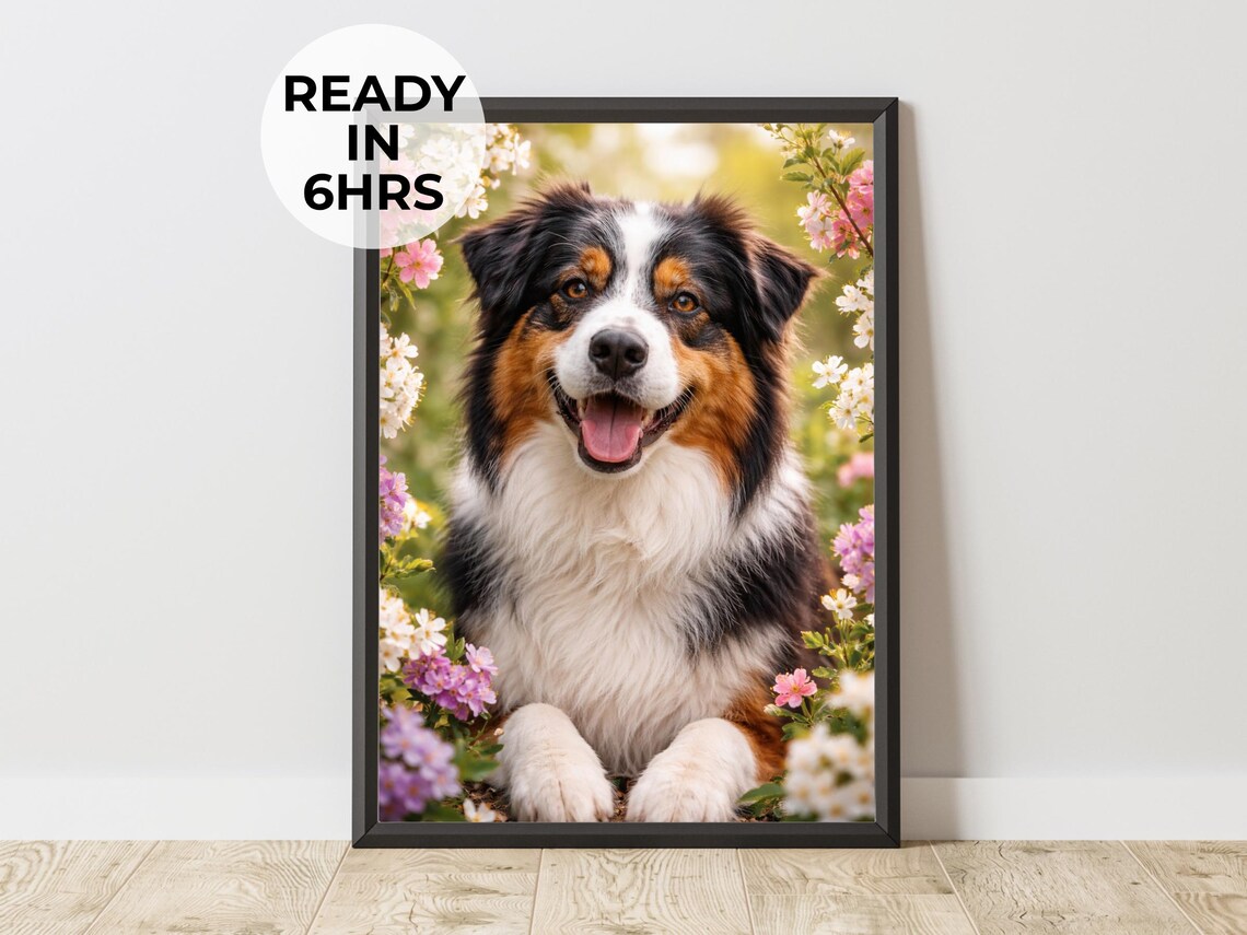 Custom Easter Pet Portrait, Holiday Dog Art Print
