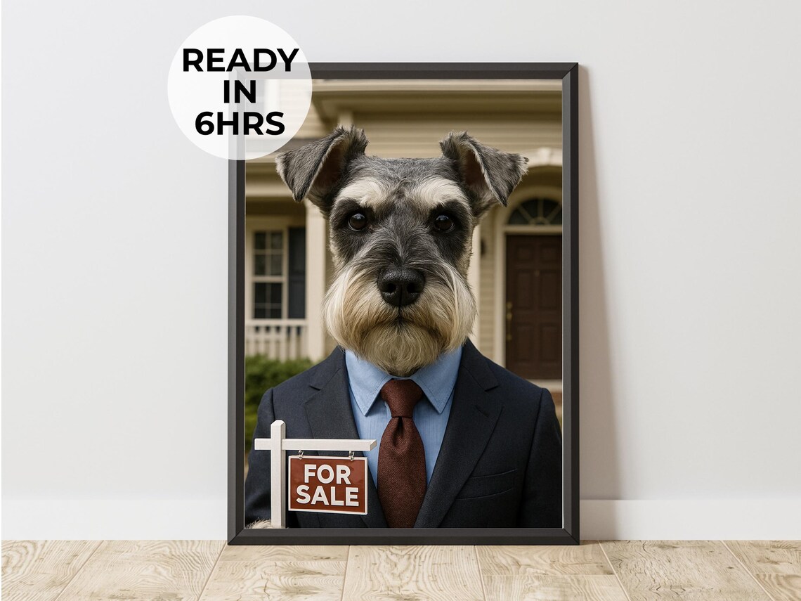 Custom Realtor Pet Portrait, Funny Gift Art