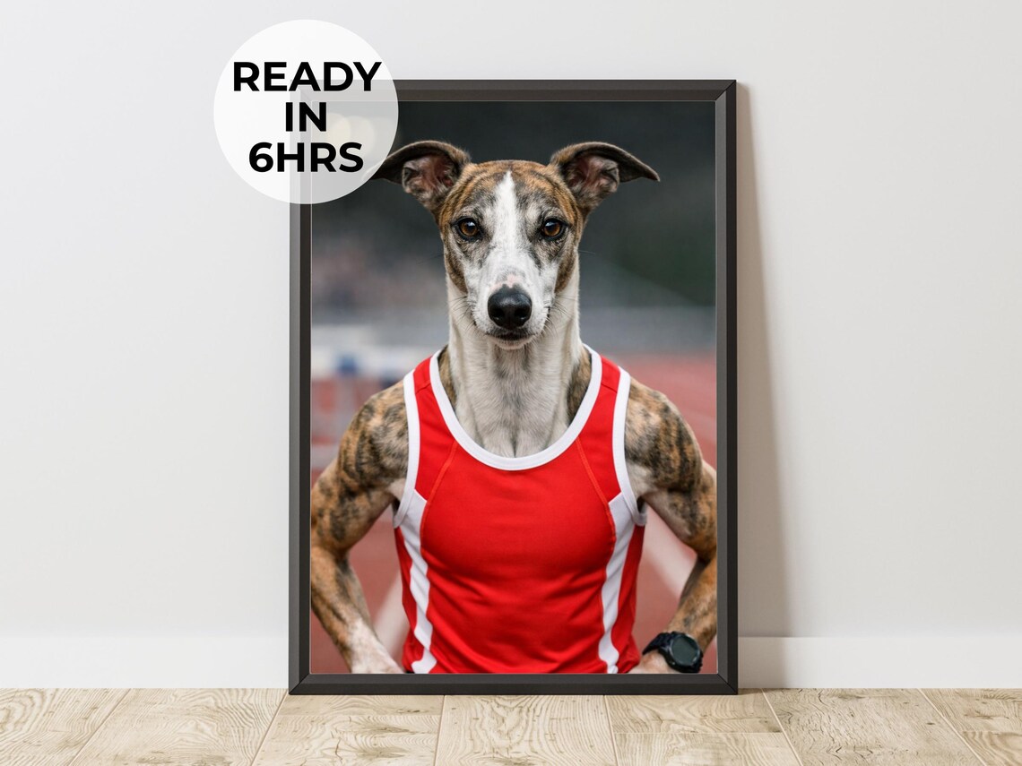 Custom Runner Pet Portrait, Athlete Gift Art Print