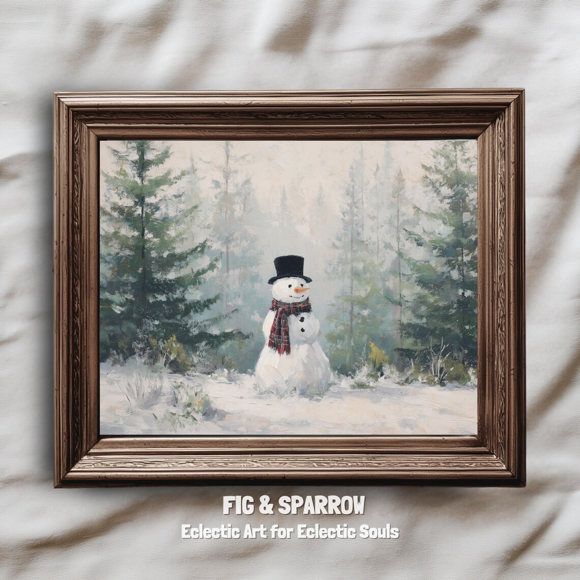Snowman Christmas Vintage Winter Holiday Poster