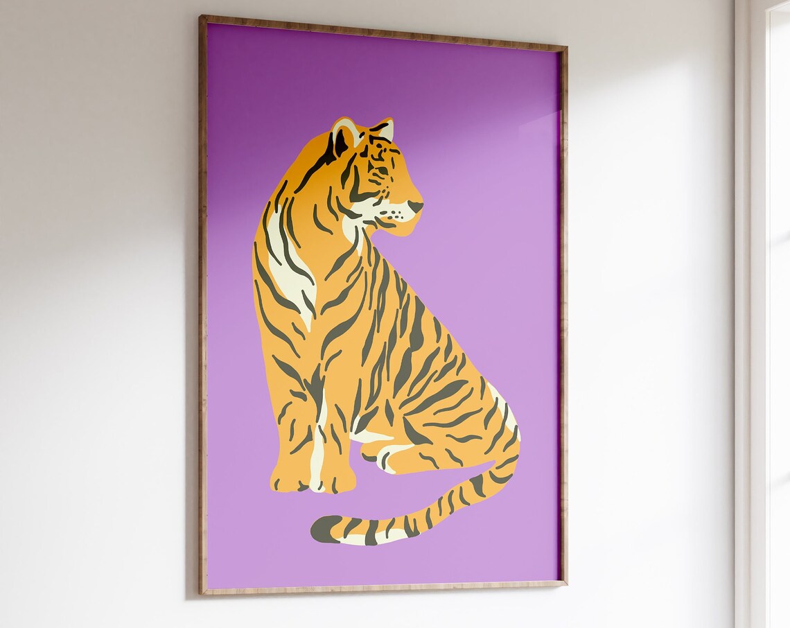 Tiger Print, Purple Leopard Boho Art Print