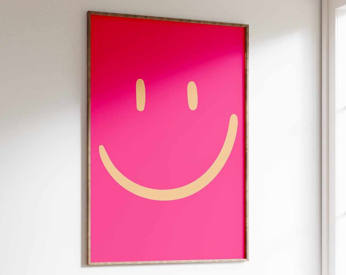 Smile Face Retro Pop Art Poster, Y2K Aesthetic