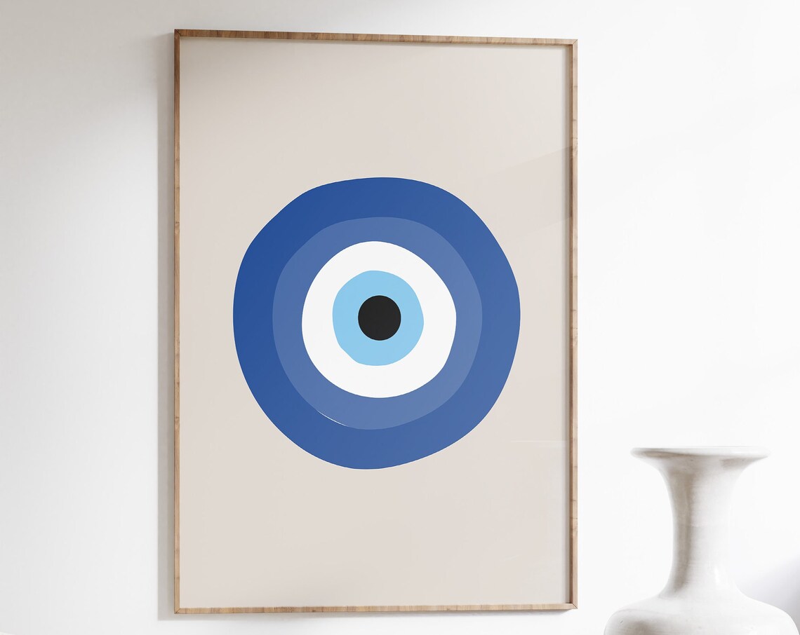 Evil Eye Nazar Art Print, Greek Turkish Poster