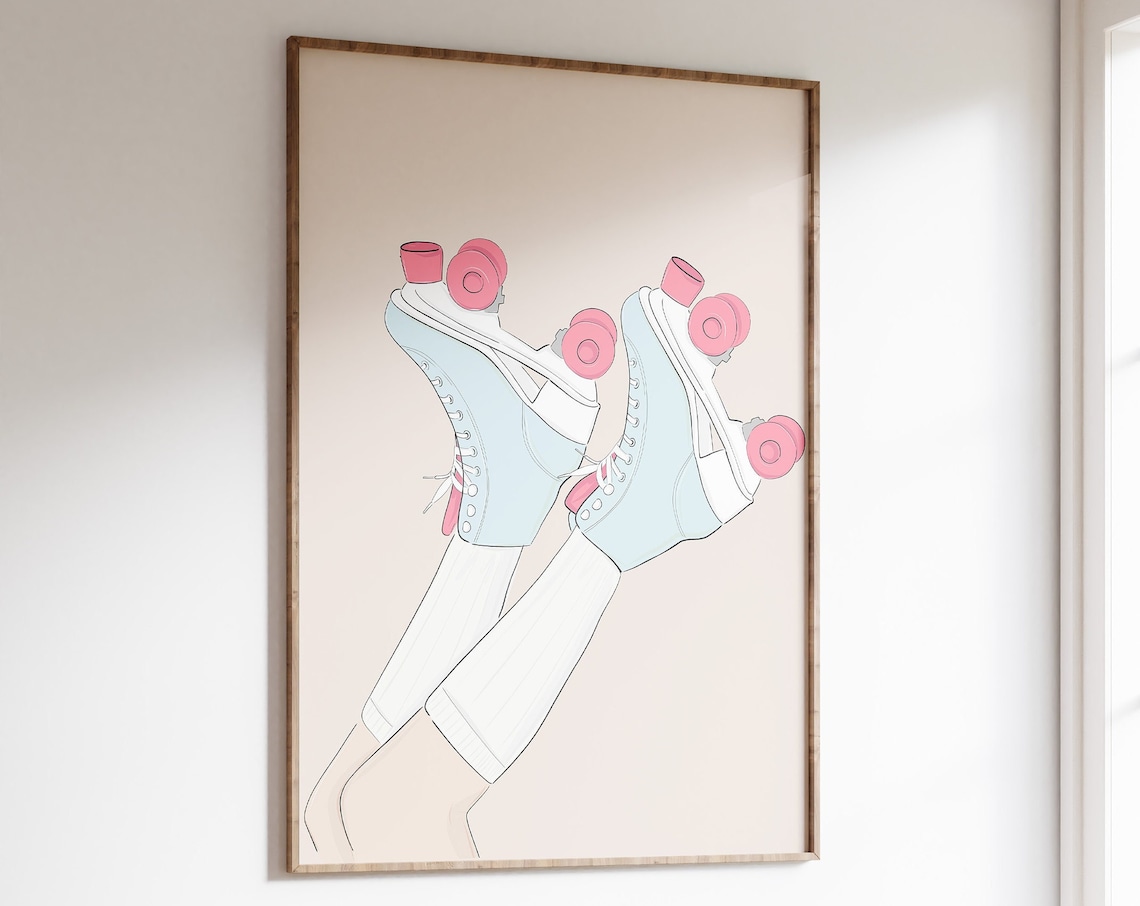 Roller Skating Vintage-Inspired Art Print, Bedroom Decor