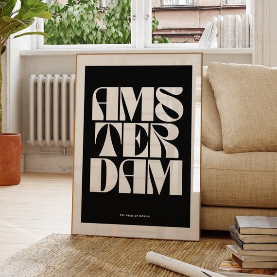 Amsterdam Wall Art Poster Monochrome City Travel Decor Print Posters For Home Office Gallery Wanderlust Netherlands
