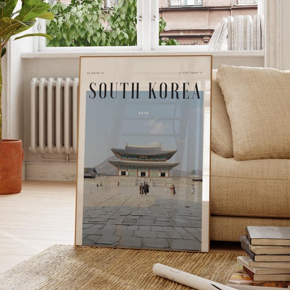South Korea Asia Modern Travel Wall Art Design Color Print Wanderlust Decor Home Office Lover Gift