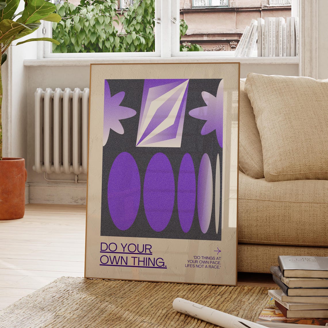 Bold Do Your Own Thing Purple Retro Geometric Abstract Poster