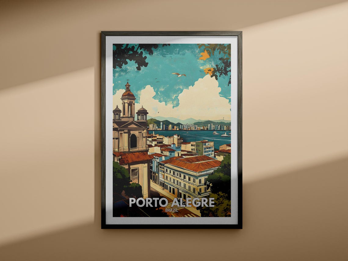 Porto Alegre Travel Print Brazil Porto Alegre Travel Poster Brazil Travel Poster Brazil Cityscape Wall Art Unique City Art Decor - Image 3
