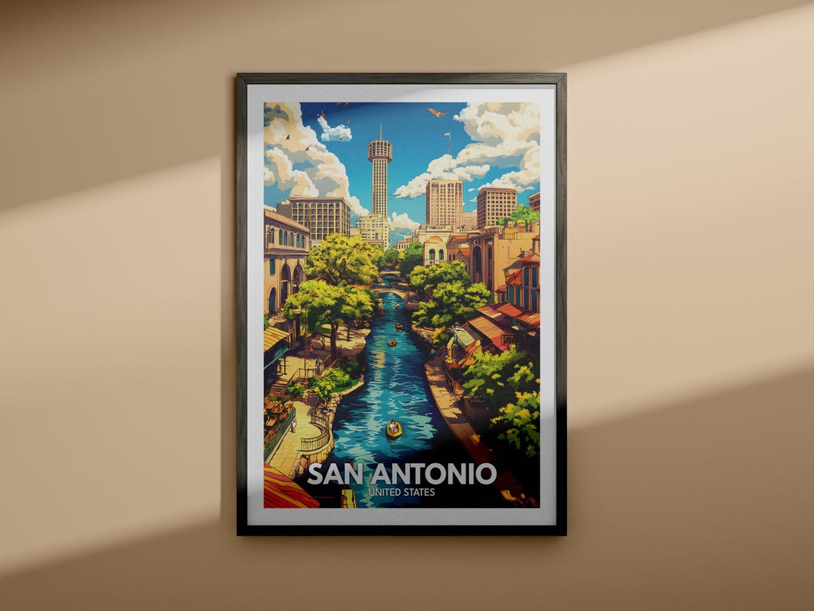 San Antonio Travel Print United States San Antonio Travel Poster United States Travel Poster United States Cityscape Wall Art Decor - Image 3