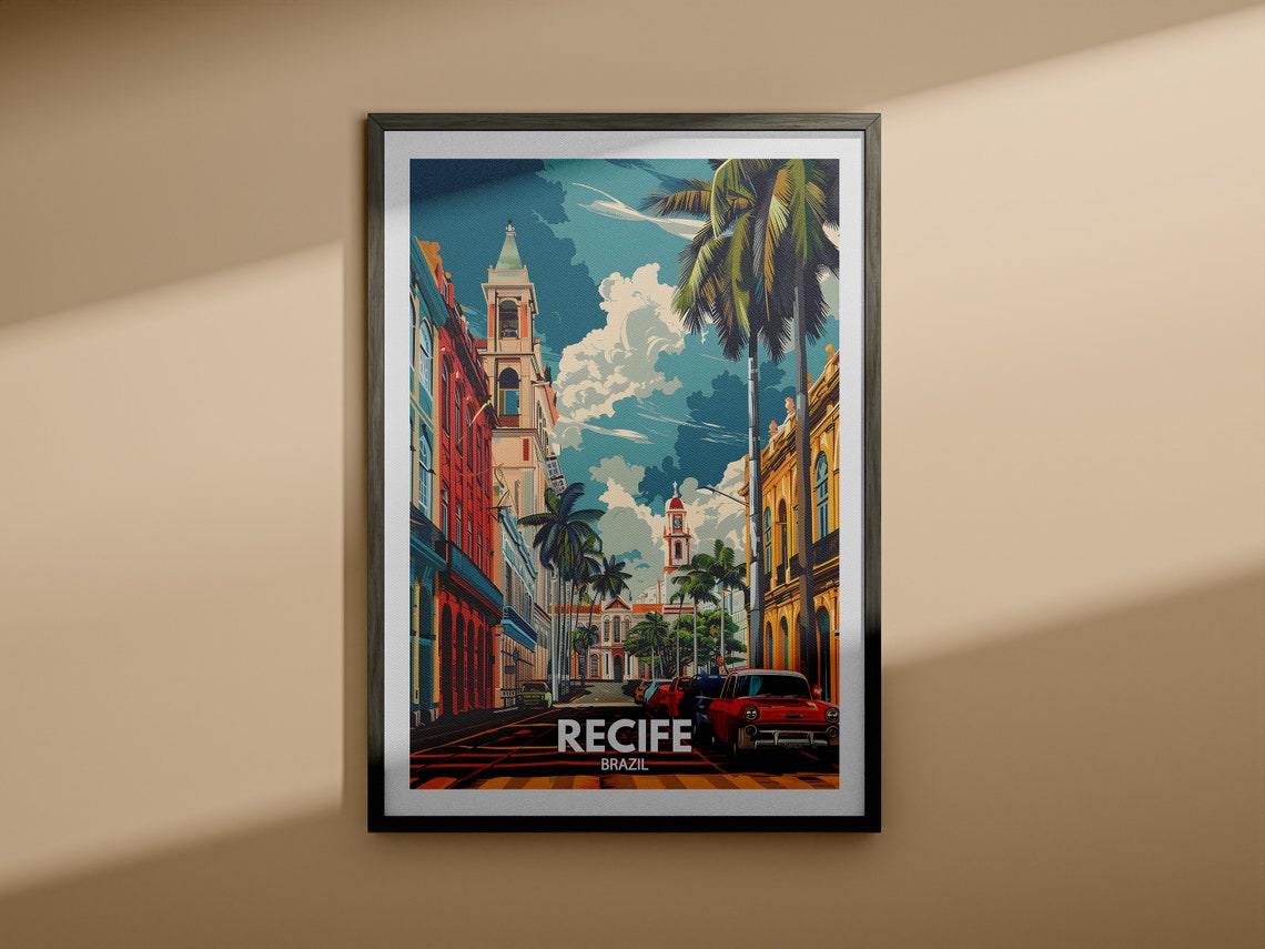Recife Print Brazil Recife Travel Poster Brazil Travel Poster Brazil Cityscape Wall Art Unique City Decor - Image 3