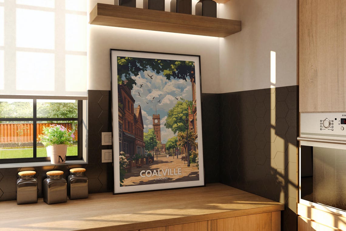 Coalville Travel Print England Coalville Travel Poster England Travel Poster United Kingdom Wall Art British Art Decor - Image 2
