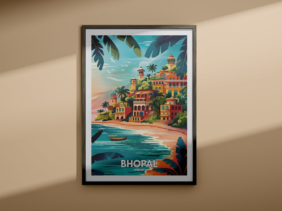 Bhopal Print India Bhopal Travel Poster India Travel Poster India Cityscape Wall Art Unique City Decor - Image 3